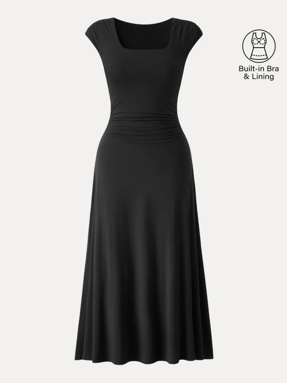 Eco-SkinKiss® SkinKiss Cooling Square Neck Ruched Midi Bra Dress